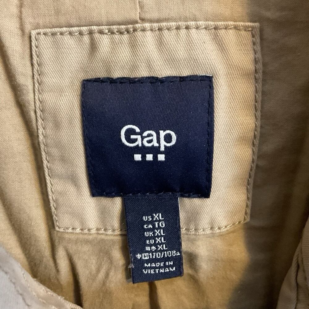 GAP Womens Trench Coat XL Beige Double Breasted Belted Y2K Classic Cotton Jacket - Picture 4 of 5